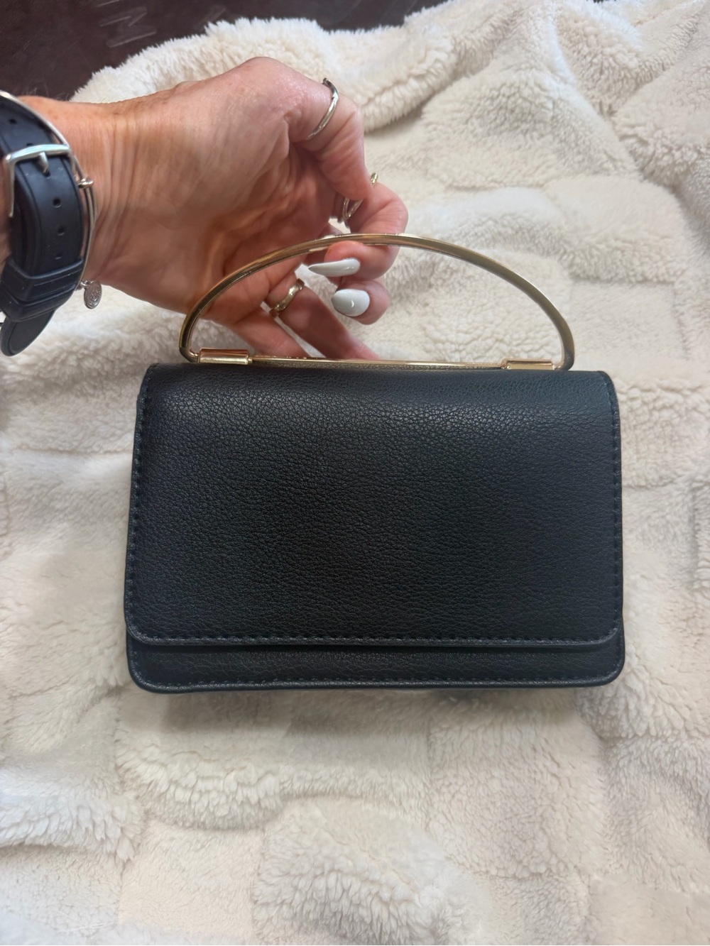 Madison West Black Crossbody Bag with Gold Handle